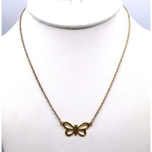 Delicate Butterfly Pendant on Vintage Gold Tone Chain Necklace